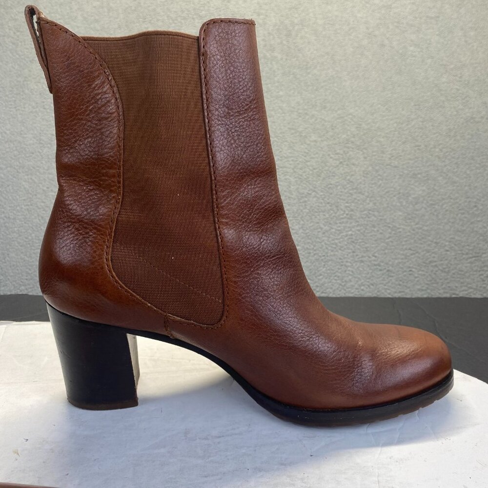 Cole Haan Brown Leather Boots Women’s Size 8 B Waterproof Heel Slip on - Picture 8 of 13